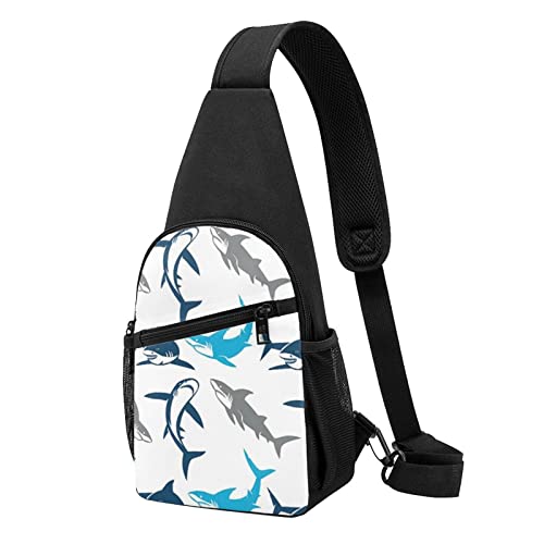 Sharks Casual One Shoulder Cross Body Chest Bag Wallet Phone Bag Men'S Cross Body Bag Travel Walking Waist Bag, Schwarz , Einheitsgröße von ADFSHIDS