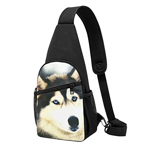 Sibirischer Hund Casual Eine Schulter Kreuz Körper Brust Tasche Brieftasche Telefon Tasche Herren Crossbody Tasche Reise Walking Taille Tasche, Schwarz , Einheitsgröße von ADFSHIDS