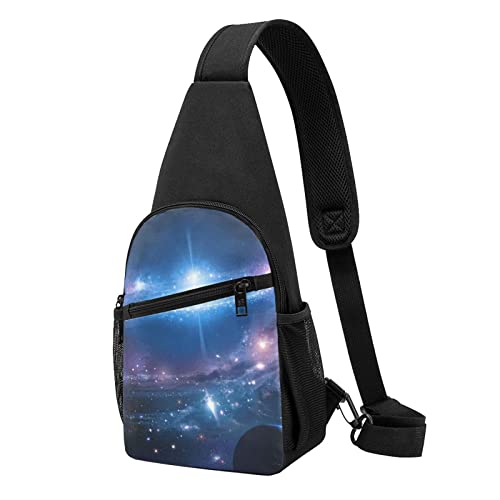 Space Planets Casual One Shoulder Cross Body Brusttasche Brieftasche Handytasche Herren Crossbody Tasche Reise Walking Taille Tasche, Schwarz , Einheitsgröße von ADFSHIDS