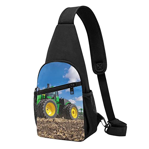 Traktor Bauernhof Casual Eine Schulter Kreuz Körper Brust Tasche Brieftasche Telefon Tasche Männer Crossbody Tasche Reise Walking Taille Tasche, Schwarz , Einheitsgröße von ADFSHIDS