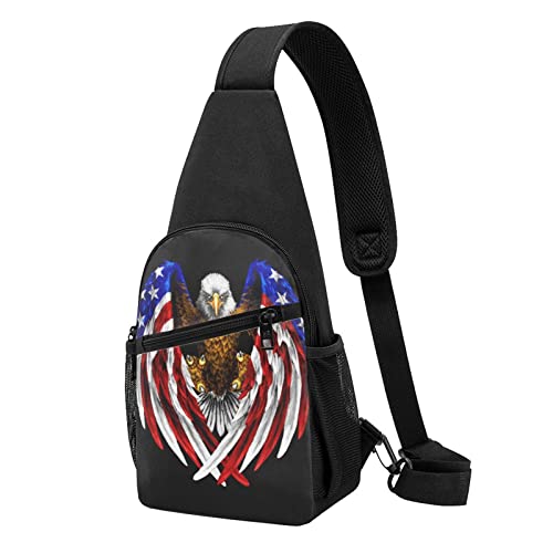 Usa Flag Patriotic Eagle Casual One Shoulder Cross Body Chest Bag Wallet Phone Bag Men'S Cross Body Bag Travel Walking Waist Bag, Schwarz , Einheitsgröße von ADFSHIDS