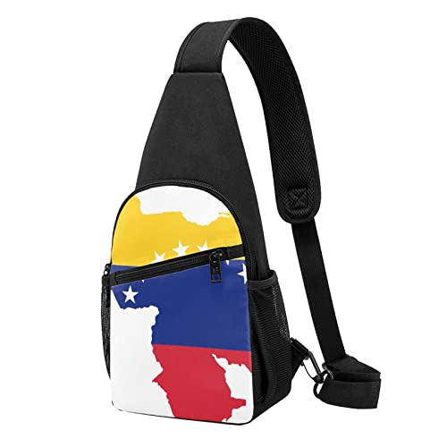 Venezuela Flagge Casual Eine Schulter Kreuz Körper Brust Tasche Brieftasche Telefon Tasche Männer Crossbody Tasche Reise Walking Taille Tasche, Schwarz , Einheitsgröße von ADFSHIDS