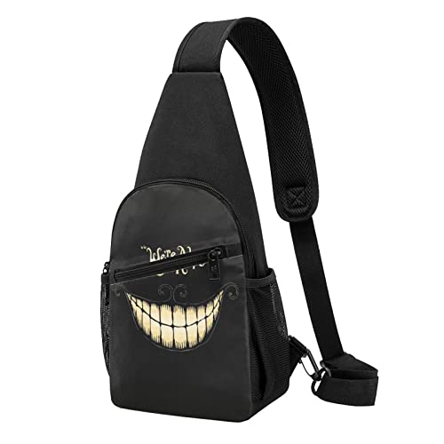 We'Re All Mad Here Casual One Shoulder Cross Body Chest Bag Wallet Phone Bag Men'S Cross Body Bag Travel Walking Waist Bag, Schwarz , Einheitsgröße von ADFSHIDS