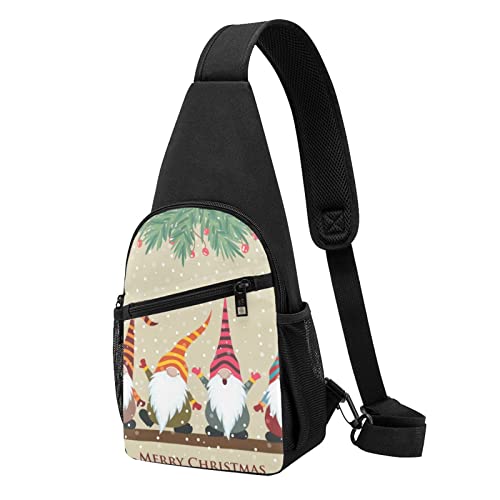 Weihnachten Winter Gnomes Casual One Shoulder Cross Body Brusttasche Brieftasche Handytasche Herren Crossbody Tasche Reise Walking Taille Tasche, Schwarz , Einheitsgröße von ADFSHIDS