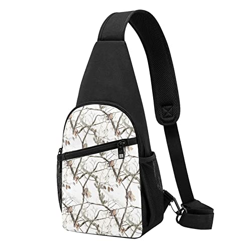 White Tree Camo Casual One Shoulder Cross Body Chest Bag Wallet Phone Bag Men'S Cross Body Bag Travel Walking Waist Bag, Schwarz , Einheitsgröße von ADFSHIDS