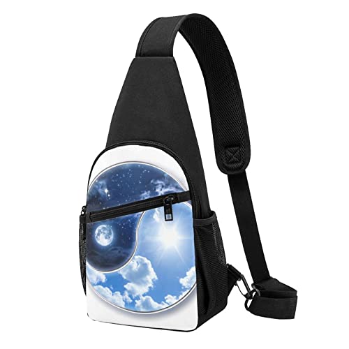 Yin Yang Sky Casual One Shoulder Cross Body Brusttasche Brieftasche Handytasche Herren Umhängetasche Reise Walking Taille Tasche, Schwarz , Einheitsgröße von ADFSHIDS