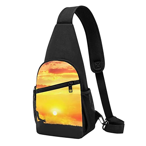 Yoga Meditation Casual Eine Schulter Kreuz Körper Brust Tasche Brieftasche Telefon Tasche Männer Crossbody Tasche Reise Walking Taille Tasche, Schwarz , Einheitsgröße von ADFSHIDS