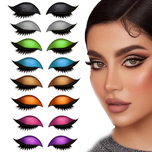Lazy Eye Shadow Eyelash Patch,Eyeshadow Eyelashes Makeup Stickers,2-in-1 Reusable Eye Makeup Stickers with False Lashes & Shadow, Makeups Stencils Sticker for All Eyeshapes (8pcs) von ADFUGE