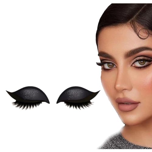 Lazy Eye Shadow Eyelash Patch,Eyeshadow Eyelashes Makeup Stickers,2-in-1 Reusable Eye Makeup Stickers with False Lashes & Shadow, Makeups Stencils Sticker for All Eyeshapes (Black) von ADFUGE