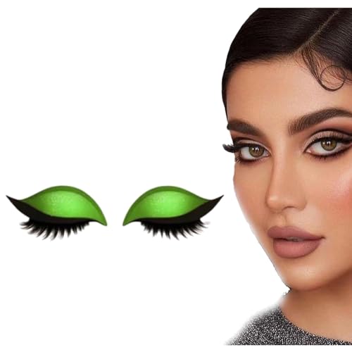 Lazy Eye Shadow Eyelash Patch,Eyeshadow Eyelashes Makeup Stickers,2-in-1 Reusable Eye Makeup Stickers with False Lashes & Shadow, Makeups Stencils Sticker for All Eyeshapes (Green) von ADFUGE