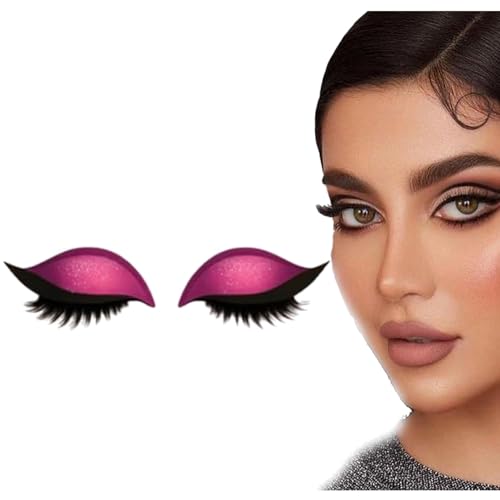 Lazy Eye Shadow Eyelash Patch,Eyeshadow Eyelashes Makeup Stickers,2-in-1 Reusable Eye Makeup Stickers with False Lashes & Shadow, Makeups Stencils Sticker for All Eyeshapes (Pink) von ADFUGE