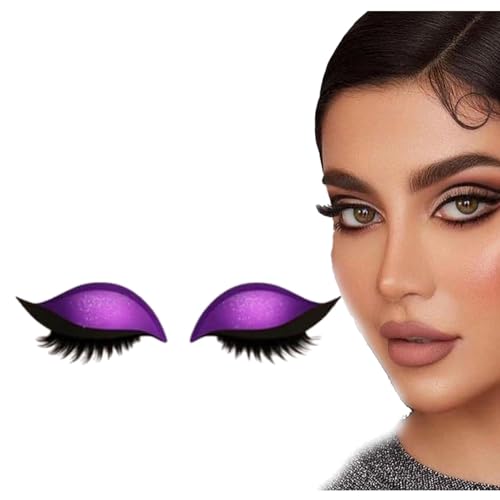 Lazy Eye Shadow Eyelash Patch,Eyeshadow Eyelashes Makeup Stickers,2-in-1 Reusable Eye Makeup Stickers with False Lashes & Shadow, Makeups Stencils Sticker for All Eyeshapes (Purple) von ADFUGE