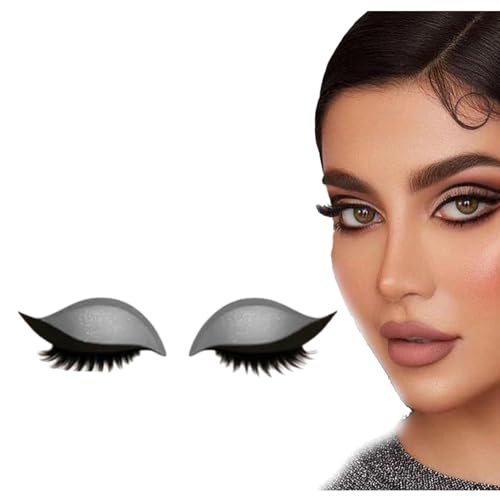 Lazy Eye Shadow Eyelash Patch,Eyeshadow Eyelashes Makeup Stickers,2-in-1 Reusable Eye Makeup Stickers with False Lashes & Shadow, Makeups Stencils Sticker for All Eyeshapes (Silver) von ADFUGE