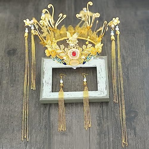 Braut-Haarnadeln, Hanfu-Haarstäbchen, Braut-Haarkrone, Kopfschmuck, antikes Kostüm, Haarschmuck, Quastenknoten, Hochzeit, elegante Verzierung, Stil 2 (Farbe: Stil 4)(Style 1) von ADFVGG