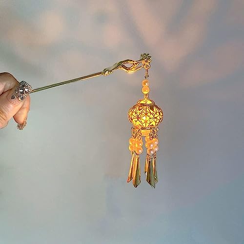 Braut-Haarnadeln, Hanfu-Haarstäbchen, Haarnadel im antiken Stil, chinesische Palast-Laterne, Haarstäbchen, Gabeln, Retro-Lotusblumen-Quasten-Kopfbedeckungen for Frauen, G (Farbe: P)(N) von ADFVGG