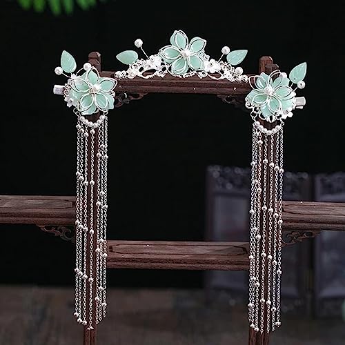 Braut-Haarnadeln, Hanfu-Haarstäbchen, chinesischer Haarnadel-Schmuck, Blumenperlen, Quasten, Step-Shake-Haarstäbchen, Clips, Frauen, Hanfu-Kleid, Haarschmuck. Als Kopfschmuck Braut-Haarnadeln, Hanfu-Haarstäbchen, chinesischer Haarnadel-Schmuck, Blumenperlen, Quasten, Step-Shake-Haarstäbchen, Clips, Frauen, Hanfu-Kleid, Haarschmuck. Als Kopfschmuck von ADFVGG