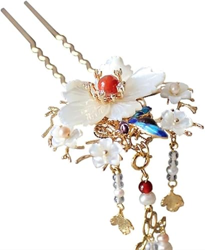 Braut Haarnadeln, Hanfu Haarstäbchen, handgemachte Haarnadel und Fransen Haarnadel Hanfu Kopfschmuck Biene Blauer Kopfschmuck von ADFVGG