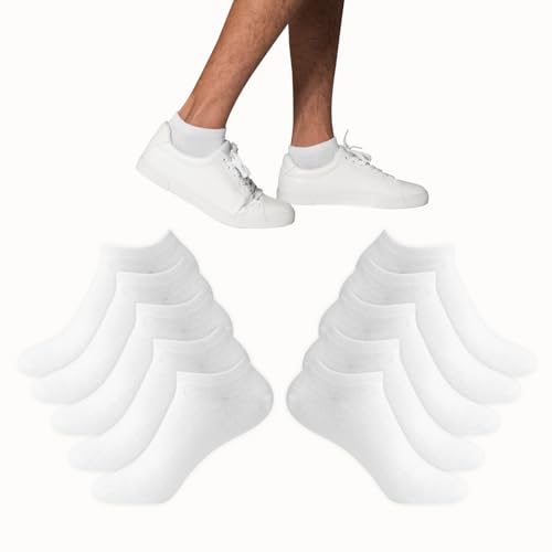ADG SOCKS 10 Paar Sneaker Socken Herren Damen Unisex - Atmungsaktive Kurz Halbsocken - Knöchelsocken Laufsocken - Größen 35-38, 39-42, 43-46 - Basic socken Weiß Schwarz, sportsocken von ADG SOCKS