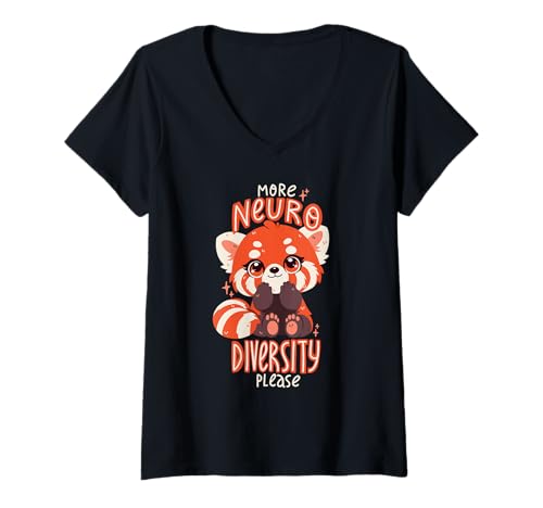 Damen Mehr Neurodiversität bitte T-Shirt mit V-Ausschnitt Damen Mehr Neurodiversität bitte T-Shirt mit V-Ausschnitt von ADHD Designs
