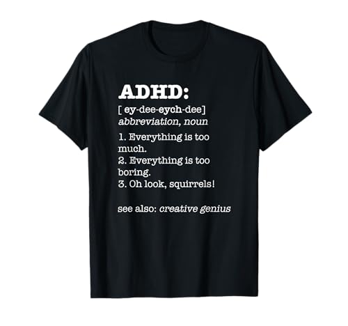 ADHD by Jade & Harlow - Kinder T-Shirt Schwarz Kurzarm Klassische Passform Unisex-Erwachsene ADHD-Definition Zitat von ADHD by Jade & Harlow