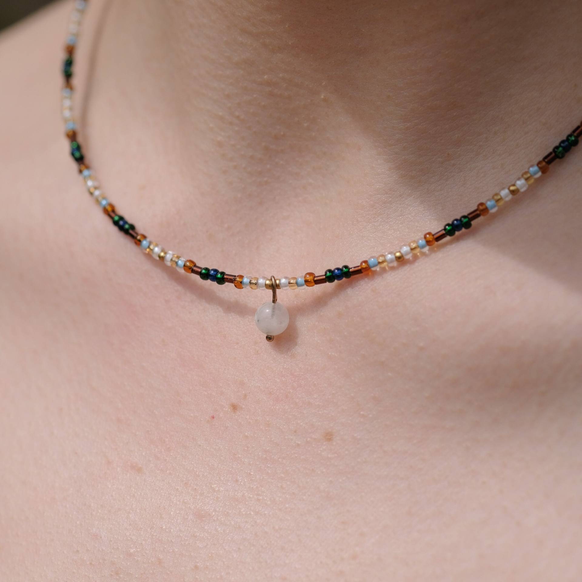 Halskette Boho Perlenkette "The Moon" von ADHDPopupStore