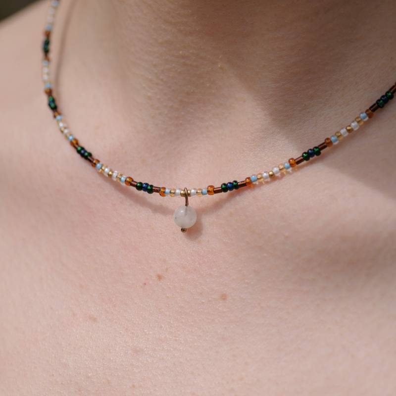 Halskette Boho Perlenkette "The Moon" von ADHDPopupStore