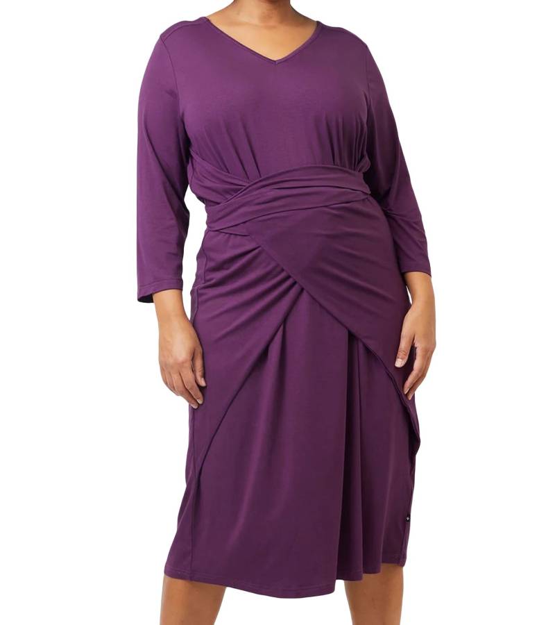 ADIA Damen Wickel-Kleid elegantes Sommer-Kleid zum binden Urlaubs-Kleid mit 3/4-Armen Große Größen 37339213 Violett von ADIA