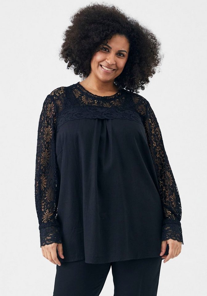ADIA Spitzenbluse mit leichtem Spitzenkragen von ADIA