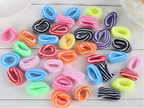 ADIASEN Haargummis für kleine Mädchen, gestreift, 100 Stück von ADIASEN
