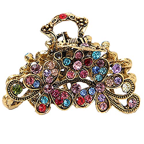 ADIASEN Haarklammer mit Kristall-Strasssteinen, Metall, Schmetterling, Blume, für Frauen und Mädchen, Vintage-Stil, Punk, Geschenk (mehrfarbig) von ADIASEN