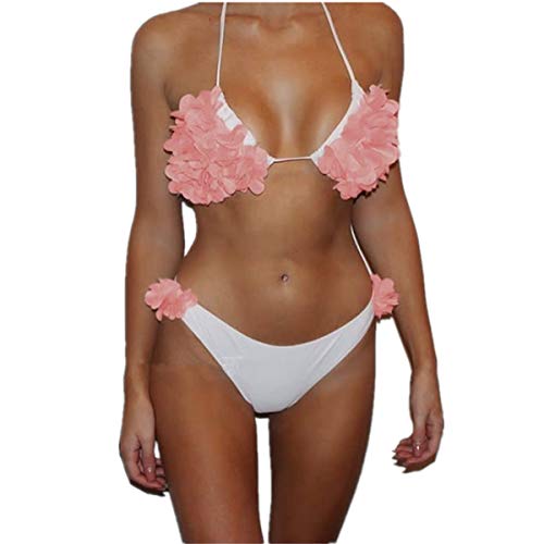ADIASEN Sexy Süße Frauen-Bikini-Sets, Sommer-Strand-Blumenbadeanzug-Bikini-Sets Urlaub (S, PINK) von ADIASEN