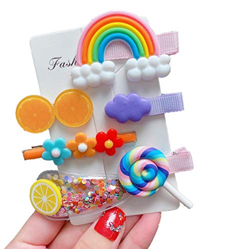 Haarspangen für Mädchen, süßes Cartoon-Design, Eiscreme, Regenbogen-Design, für Kleinkinder, Mädchen, 6 Stück von ADIASEN