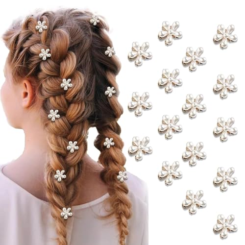 Kleine Mini-Perlenklammern mit Blumendesign, dekorativer Haarschmuck für Damen und Mädchen, ideal als süßer künstlicher Pony, 16 Stück von ADIASEN