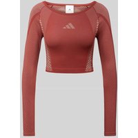 adidas Sportswear Cropped Longsleeve mit Label-Print in Aubergine, Größe M von adidas Sportswear