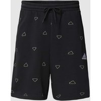 ADIDAS SPORTSWEAR Shorts mit Allover-Label-Print in Black, Größe L von ADIDAS SPORTSWEAR