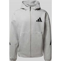 ADIDAS SPORTSWEAR Sweatjacke mit Logo-Print in Hellgrau, Größe S von ADIDAS SPORTSWEAR