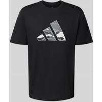 adidas Sportswear T-Shirt mit Label-Print und Rundhalsausschnitt in Black, Größe S von adidas Sportswear