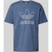 ADIDAS SPORTSWEAR T-Shirt mit Label-Stitching und Rundhalsausschnitt in Rauchblau, Größe XL von ADIDAS SPORTSWEAR