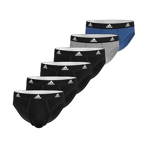 adidas Active Flex Cotton Brief 6PK Herren Unterwäsche Slip, Größe:M, Farbe:964 - Black/Grey/Blue von adidas