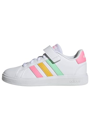 adidas Grand Court Elastic Lace and Top Strap Shoes Tennisschuhe, Cloud White/Pulse Mint/Beam Pink, 28 EU von adidas