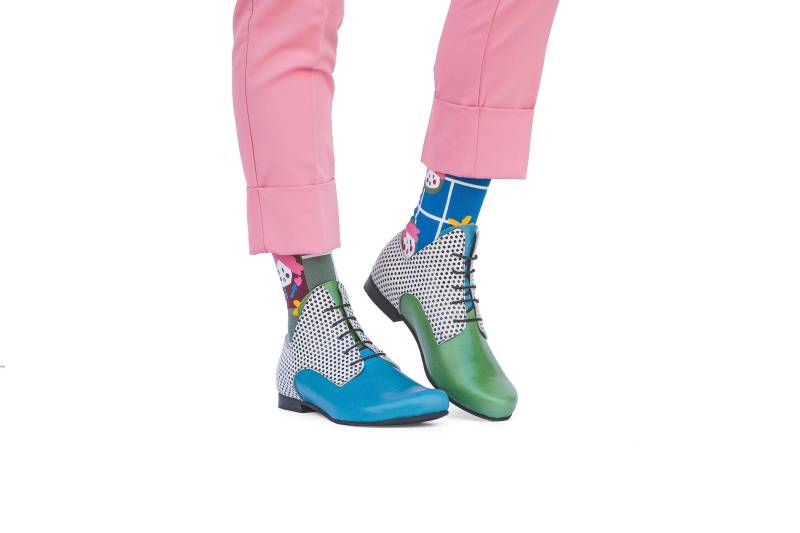 Damen Funky Zweifarbige Handgefertigte Lederschuhe von ADIKILAV