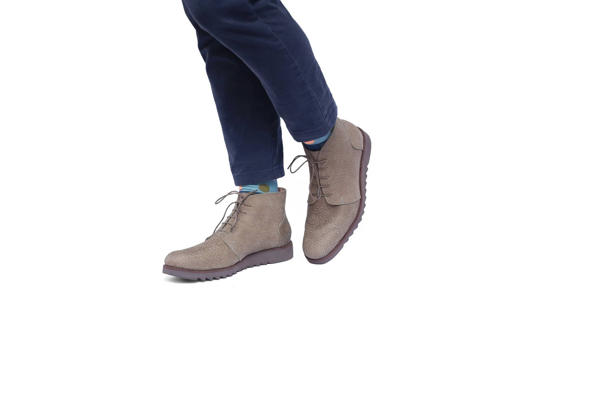 Herren Khaki Leder Chukka Boots Smart-Casual Schnürschuhe Mittelhohe Schuhe Adikilav von ADIKILAV
