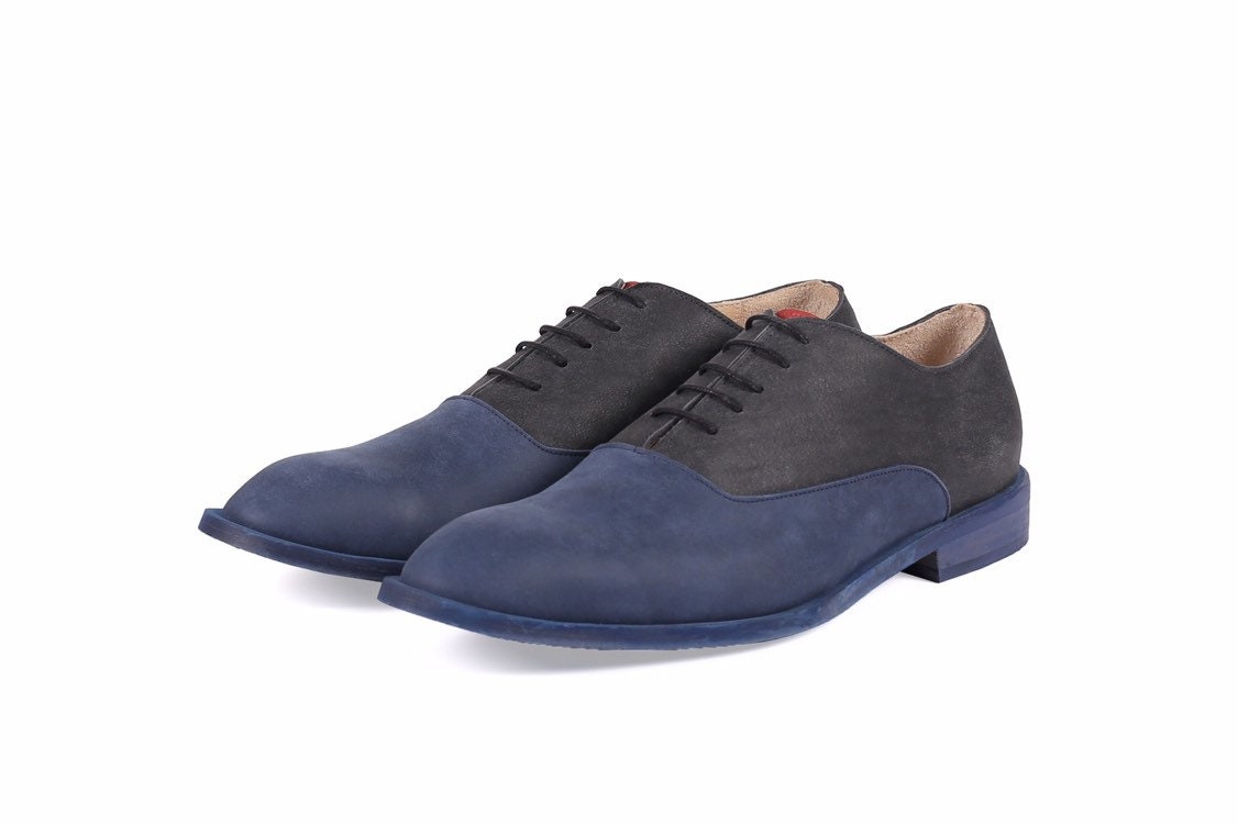 Herren Oxford-Schuhe Aus Schwarzem Und Blauem Leder Adikilavil von ADIKILAV