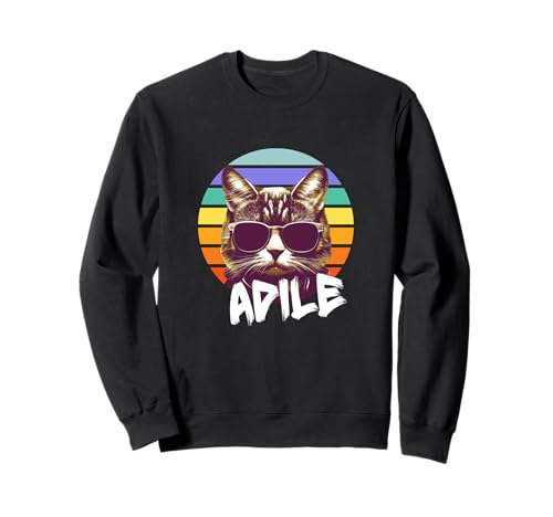 ADILE - Schöner Mädchen Name mit lustiger Katze Sweatshirt ADILE - Schöner Mädchen Name mit lustiger Katze Sweatshirt von ADILE Tochter Enkel Geburtstag Geschenkideen