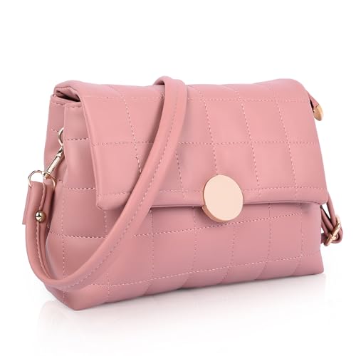 ADISA Damen Mädchen Gesteppte Umhängetasche mit höhenverstellbarem Gürtel (SL5144), Pink, Medium von ADISA