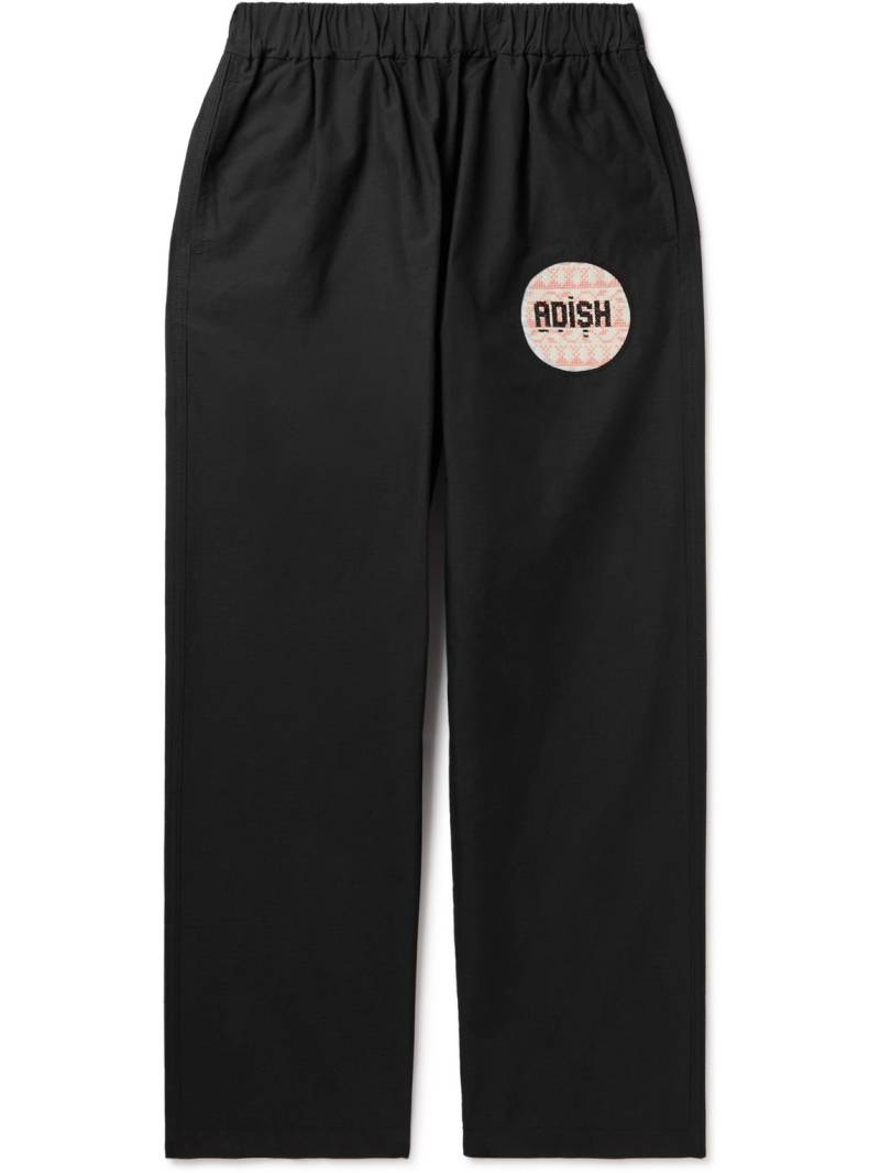 ADISH - Straight-Leg Logo-Appliquéd Cotton-Blend Ripstop Trousers - Men - Black - M von ADISH
