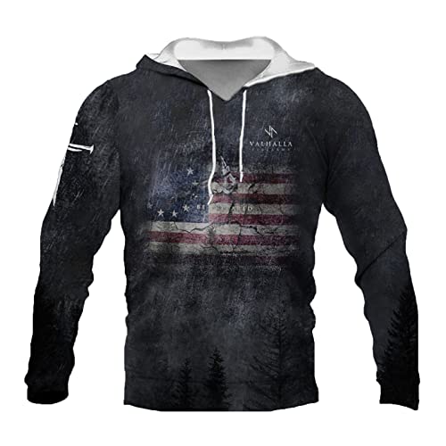 ADITIRCP Amerikanische Flagge Hoodie - Herren Vintage Outdoor Tactical Langarm-Sweatshirt USA Flagge 3D Print Hooded Pullover Top von ADITIRCP