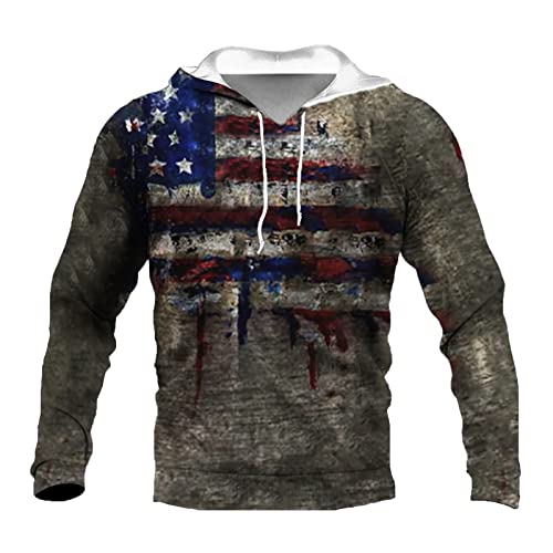 ADITIRCP Amerikanische Flagge Hoodie - Herren Vintage Outdoor Tactical Langarm-Sweatshirt USA Flagge 3D Print Hooded Pullover Top von ADITIRCP