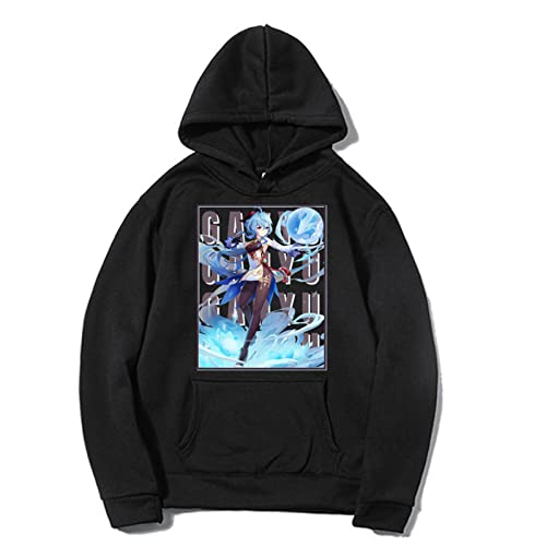 ADITIRCP Xiao Hoodie Genshin Impact Pullover Anime Game Ganyu Print Sweatshirt Hoodie mit Kängurutasche Schwarz für Damen Herren von ADITIRCP