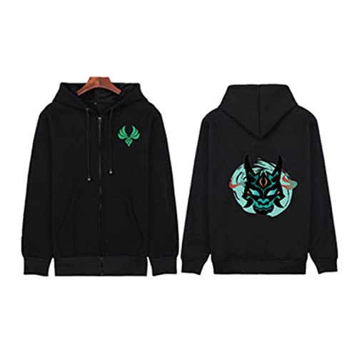 Genshin Impact Venti Hoodie Xiao Cosplay Kostüm Bedruckt Langarm Sweatshirt Pullover Zipper Jacke Trainingsanzug für Frauen Männer von ADITIRCP